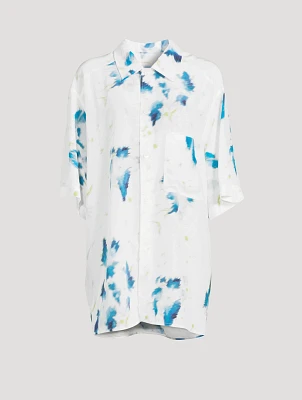 Satin Camp Shirt Floral Haze Print