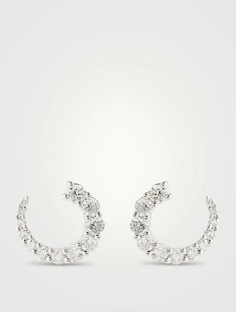 Luna 18K White Gold Wrap Earrings With Diamonds