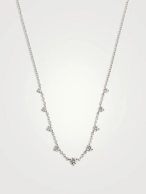 Essentials 18K White Gold Nine-Stone Necklace With Diamonds