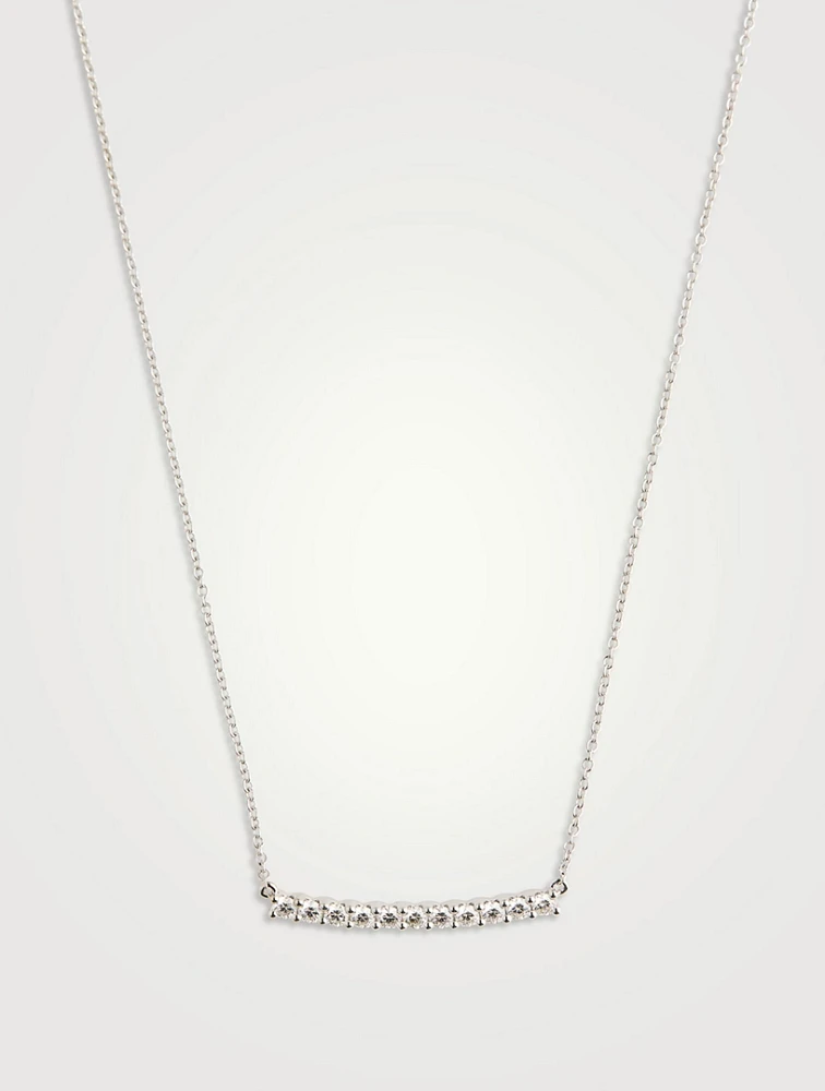 Bar 18K White Gold Necklace With Diamonds