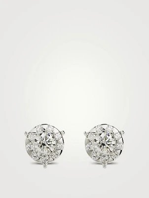 Bouquet 18K White Gold Three-Prong Stud Earrings