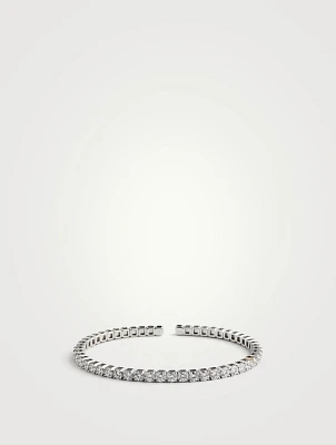 Open Flex 18K White Gold Bangle With Diamonds