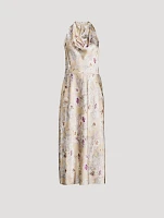 Satin Halter Dress Wild Flower Print