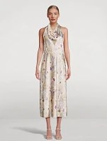 Satin Halter Dress Wild Flower Print