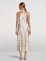 Satin Halter Dress Wild Flower Print