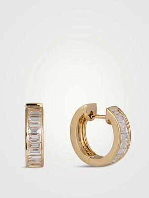 Hannah 18K Gold Huggie Earrings With Diamonds