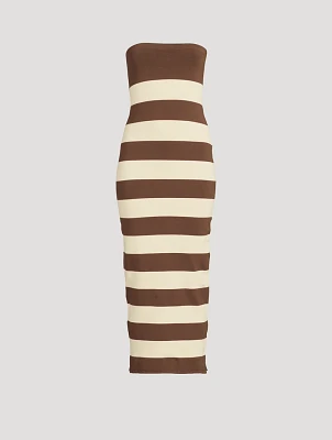 Theo's Strapless Dress Stripe Print