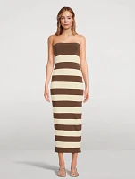 Theo's Strapless Dress Stripe Print