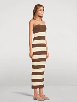 Theo's Strapless Dress Stripe Print