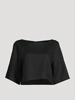 Shay Linen Cropped Top