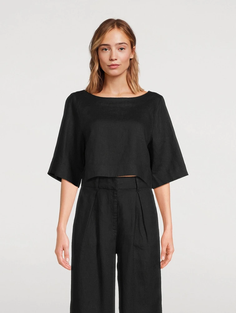 Shay Linen Cropped Top