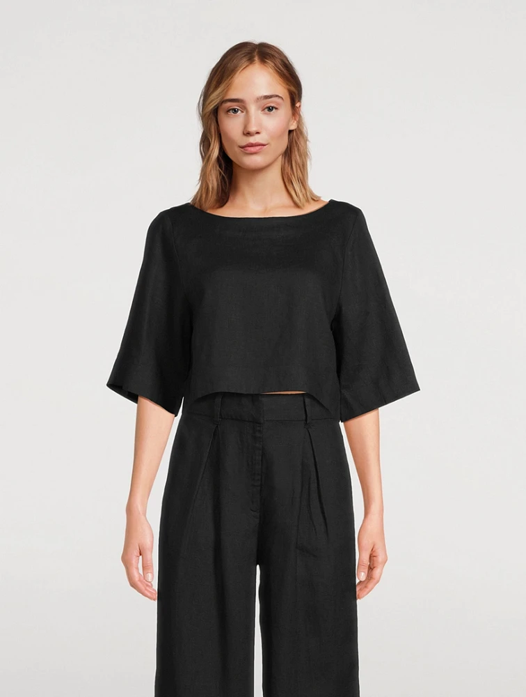 Shay Linen Cropped Top
