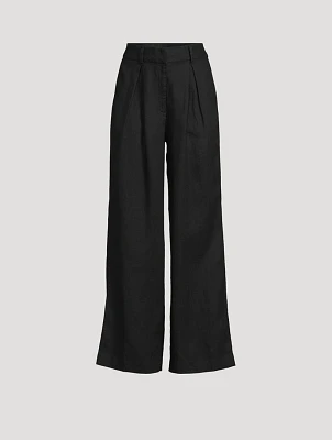 Presley Linen High-Waisted Wide Pants