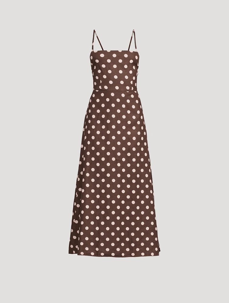 Lori Linen Dress Polka Dot Print