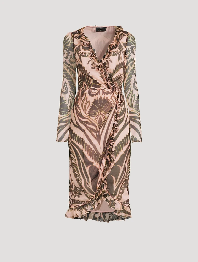 Silk Wrap Dress Angkor Print