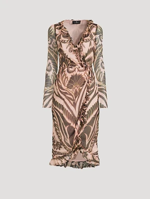 Silk Wrap Dress Angkor Print