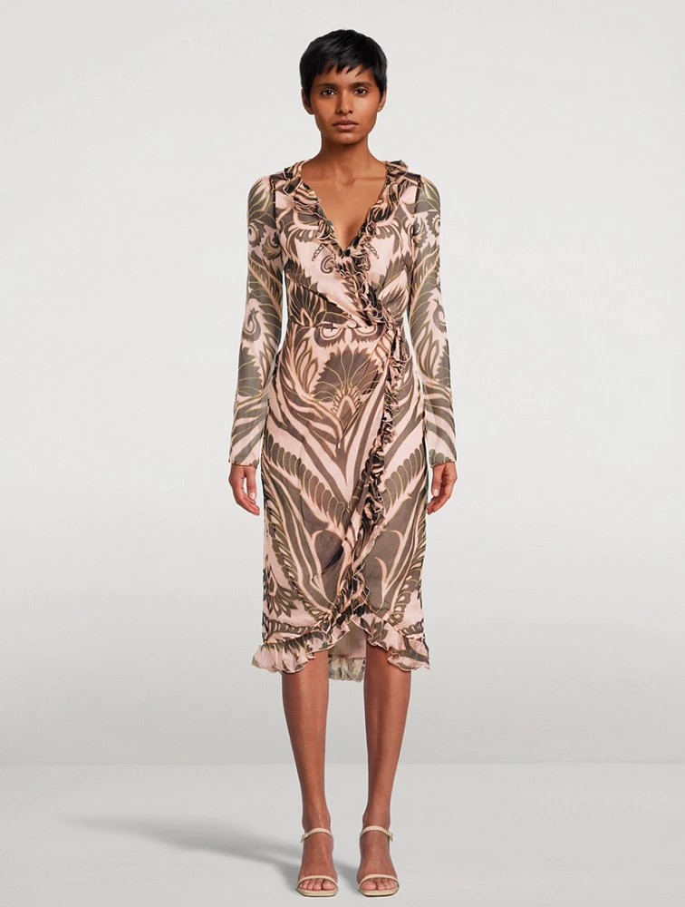 Silk Wrap Dress Angkor Print