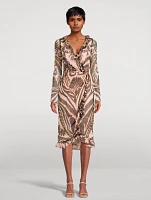 Silk Wrap Dress Angkor Print