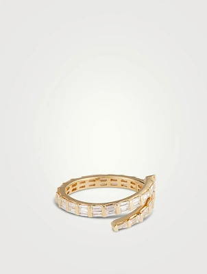 18K Gold Coil Ring With Diamonds