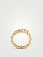 18K Gold Coil Ring With Diamonds