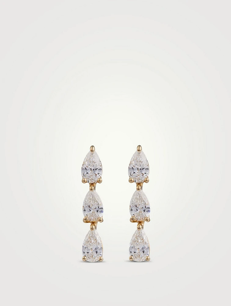 18K Gold Drop Earrings With Diamonds