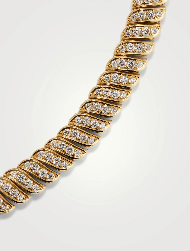 18K Gold Baguette Diamond Choker Necklace