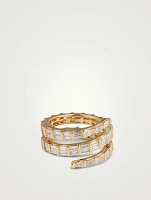 18K Gold Pinky Coil Ring With Diamonds