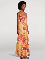 Linen Printed Long Dress