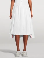Pleated Cotton Midi Skirt