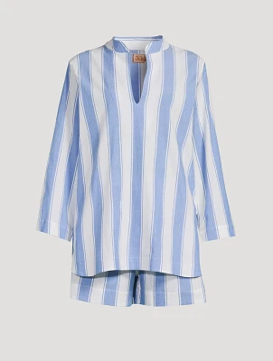 Feluka Boat Top And Shorts Set Stripe Print