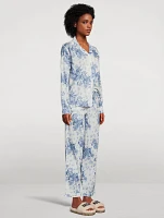 Long Linen Pajama Set Flowers of Time Print