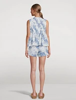 Cotton Voile Top and Shorts Set Flowers of Time Print