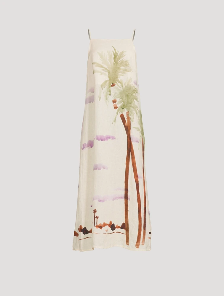 Linen Midi Dress Mirage Print