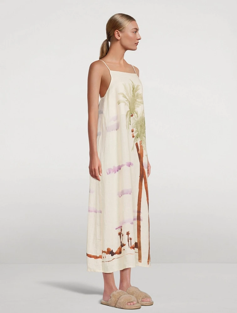 Linen Midi Dress Mirage Print