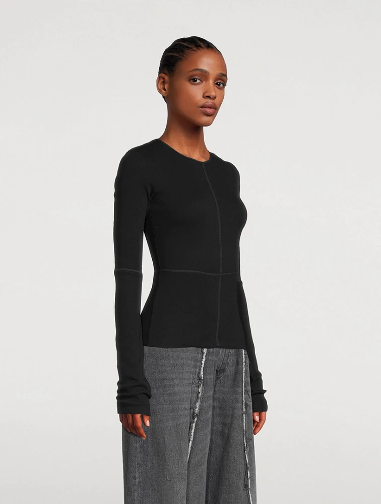 Long-Sleeve T-Shirt With Elbow Slits