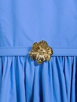 Drape-Back Mini Dress With Floral Belt