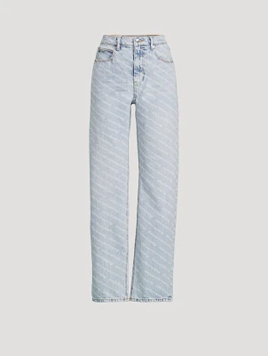 Straight-Leg Jeans Logo Print