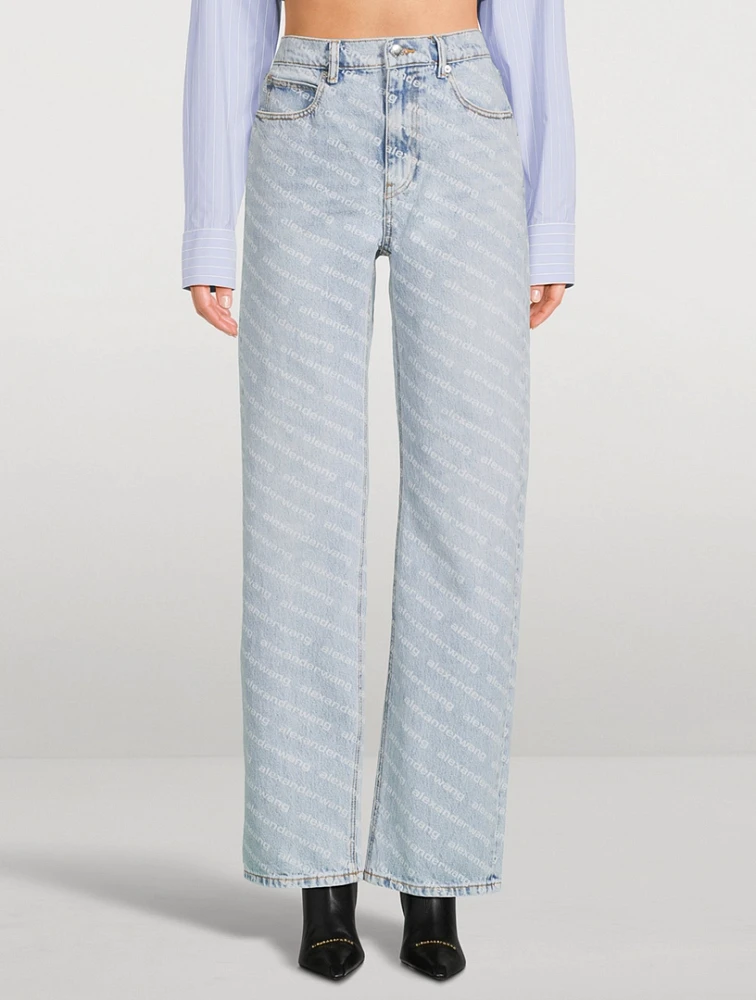 Straight-Leg Jeans Logo Print