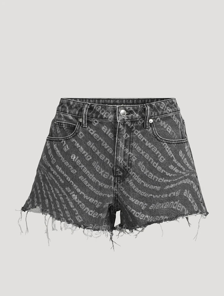 Bite Denim Shorts In Logo Print