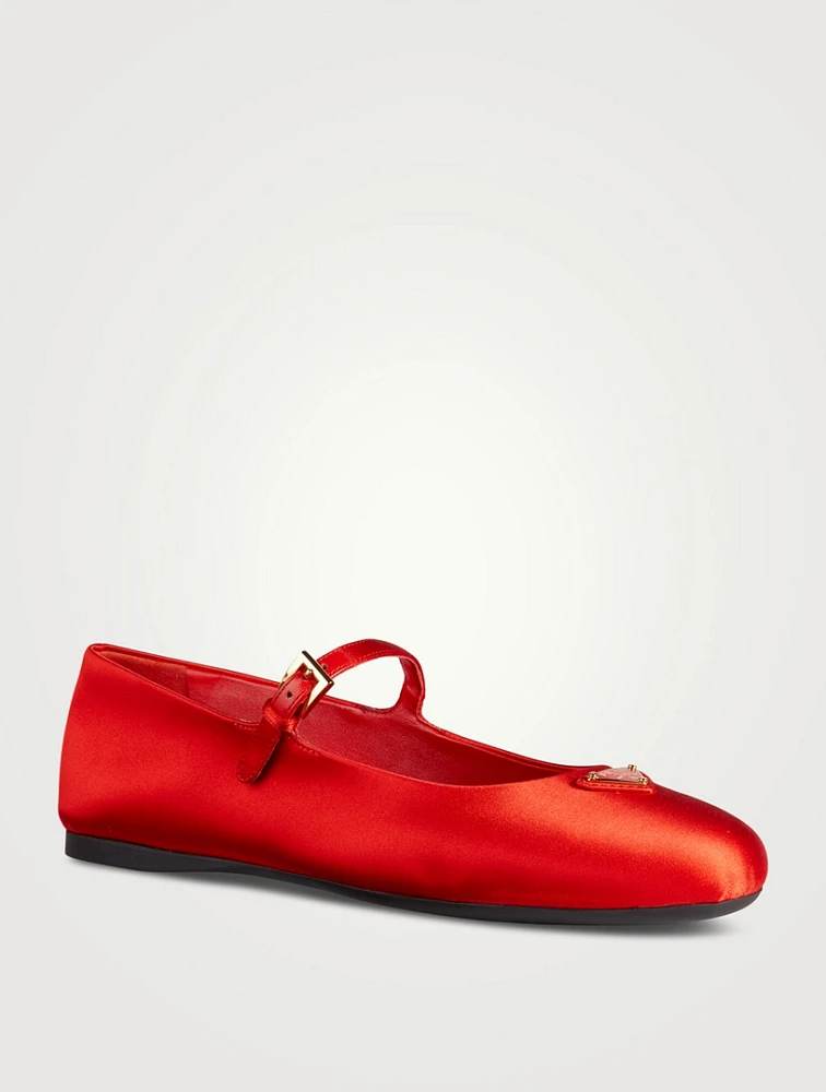 Satin Mary Jane Ballet Flats