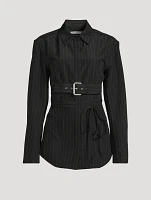 Belted Shirt Pinstripe Print