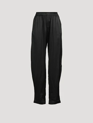 Silk Logo Pants With Cut-Out