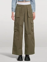 Cotton Twill Mid-Rise Cargo Pants