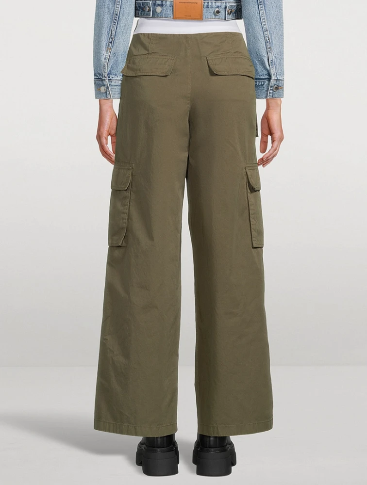 Cotton Twill Mid-Rise Cargo Pants