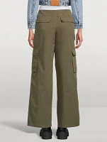 Cotton Twill Mid-Rise Cargo Pants