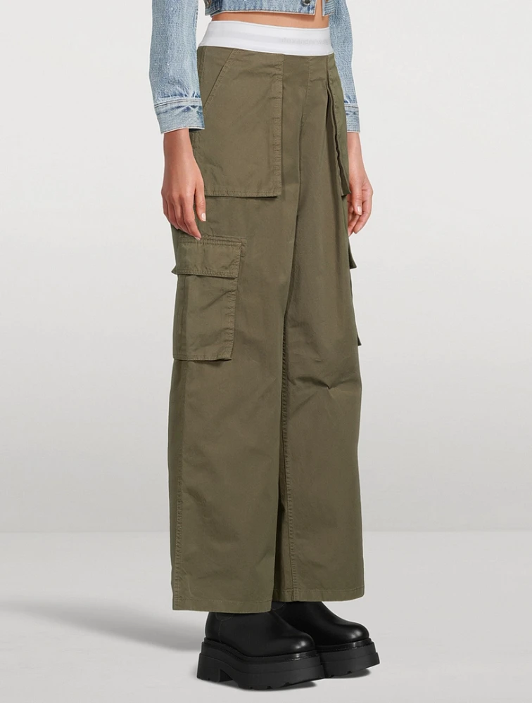 Cotton Twill Mid-Rise Cargo Pants