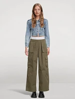 Cotton Twill Mid-Rise Cargo Pants