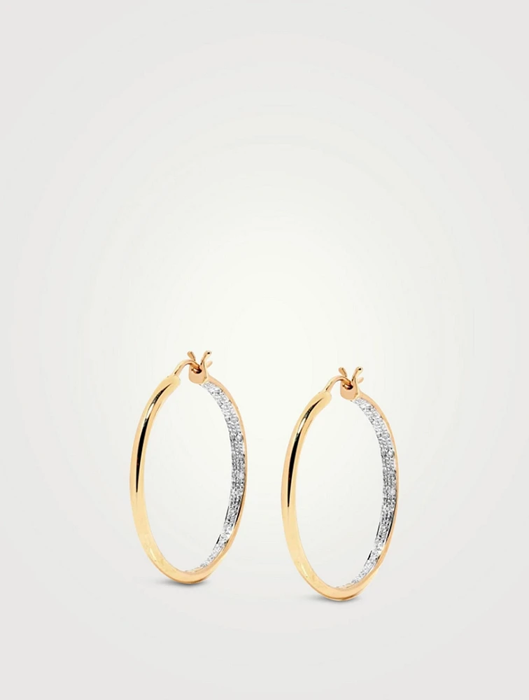 9K Gold Hoop Earrings With Diamonds