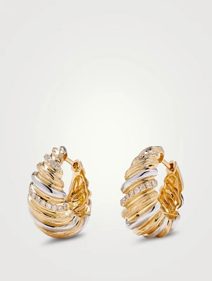 Gaufrette 9K Gold Hoop Earrings