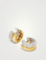 Mini Bouees 9K Gold Hoop Earrings With Diamonds